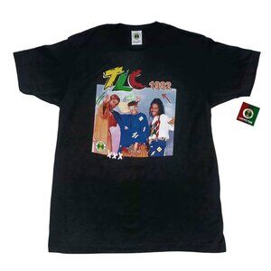 TLC Cross Colours 1992 Female Rap Tee T Shirt Black Short Sleeve Men's Large NEW